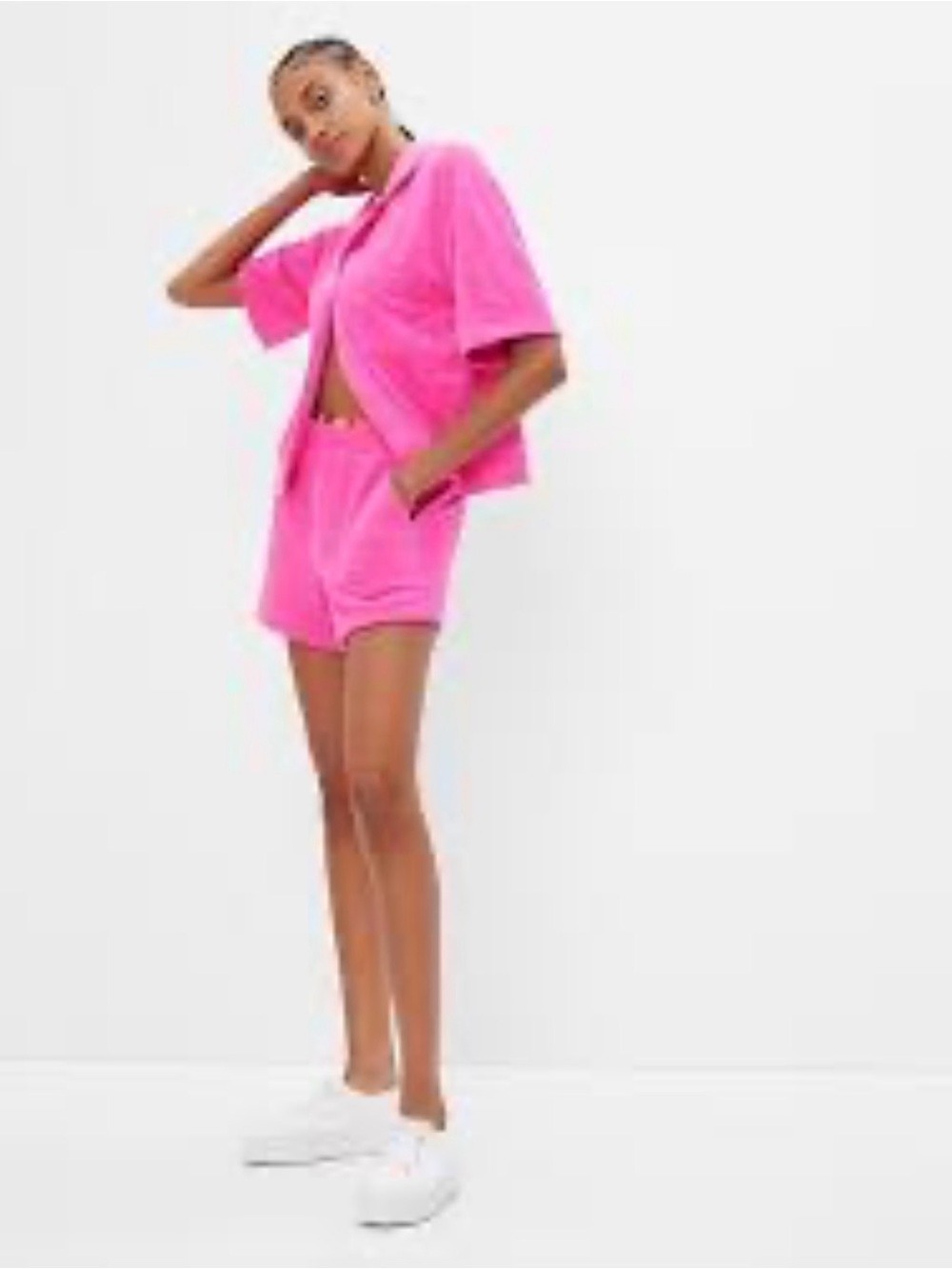 Gap Towel Terry Easy Pull-On Shorts Phoebe Pink Size Medium